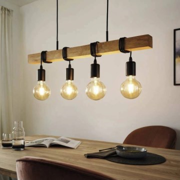 Eglo 33378 - LED Lühter TOWNSHEND 4xE27/4W/230V 2200K beež/must