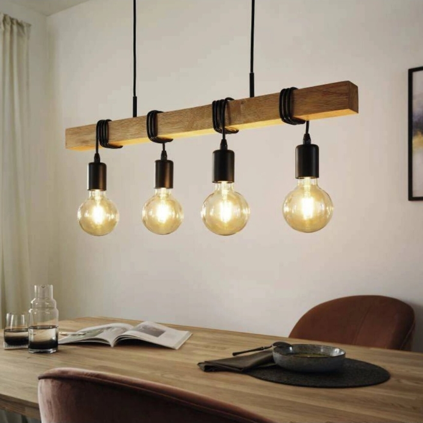 Eglo 33378 - LED Lühter TOWNSHEND 4xE27/4W/230V 2200K beež/must