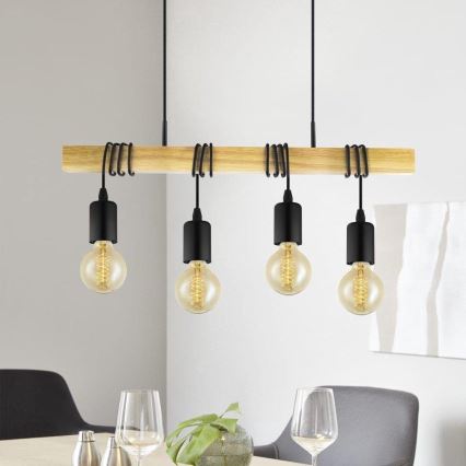 Eglo 33378 - LED Lühter TOWNSHEND 4xE27/4W/230V 2200K beež/must