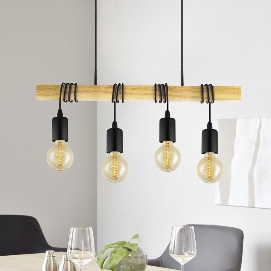 Eglo 33378 - LED Lühter TOWNSHEND 4xE27/4W/230V 2200K beež/must