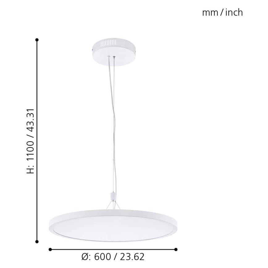 Eglo 33676 - LED RGBW hämardatav rippvalgusti kaablil CERIGNOLA-C LED/32W/230V 2700-6500K valge + kaugjuhtimispult
