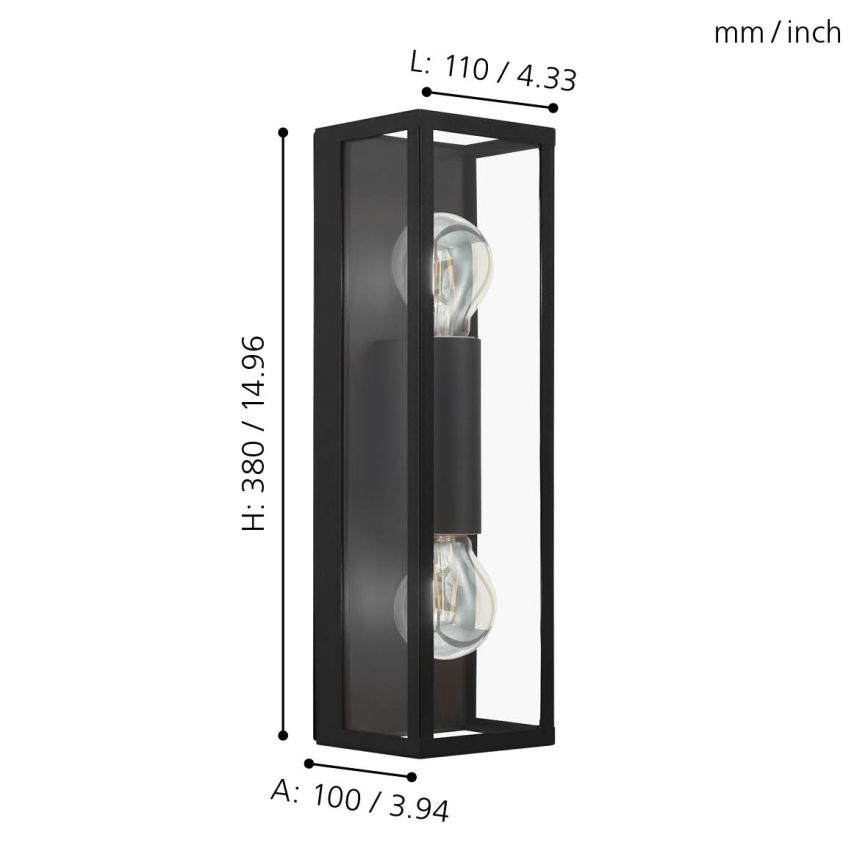 Eglo 33856 - välisseinavalgusti ALAMONTE 2xE27/60W/230V IP44, must