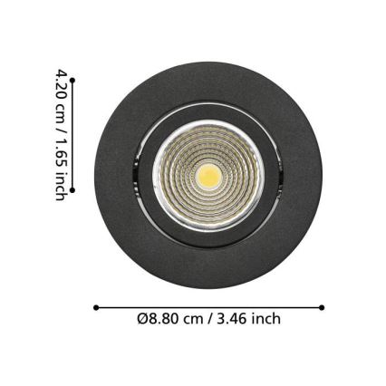 Eglo - LED Hämardatav süvistatav valgusti/6W/230V must