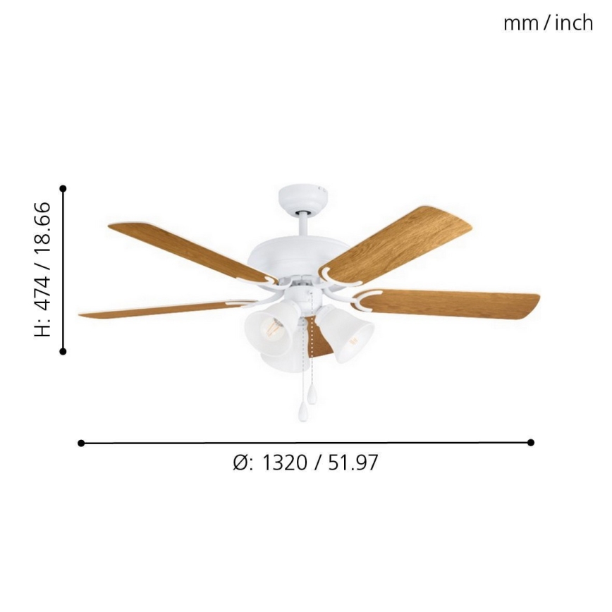 Eglo 35076 - Laeventilaator LAS PALMAS 3xE27/40W/230V pruun