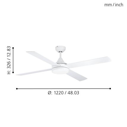 Eglo - LED Laeventilaator LED/20W/230V 3000/4000/5000K + kaugjuhtimispult valge