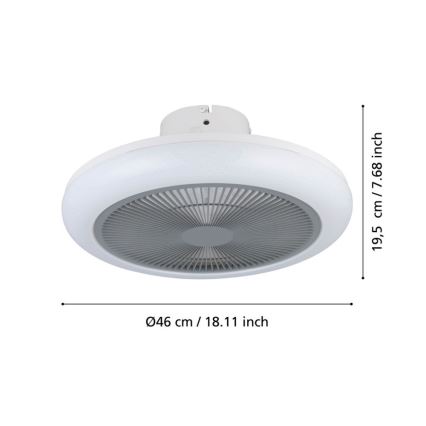 Eglo - LED Hämardatav laeventilaator LED/25,5W/230V hall + kaugjuhtimispult