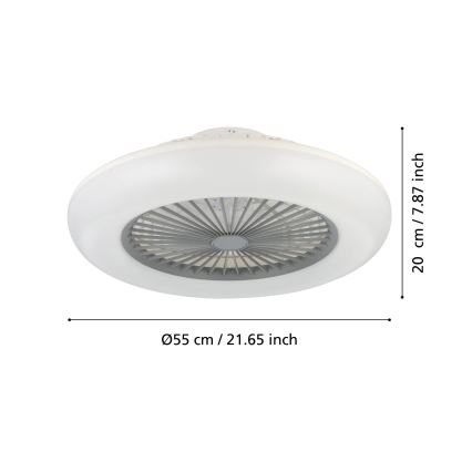 Eglo - LED-hämardatav laeventilaator 3xLED/12,6W/230V 2700-6500K läbimõõt 55 cm hall + kaugjuhtimispult