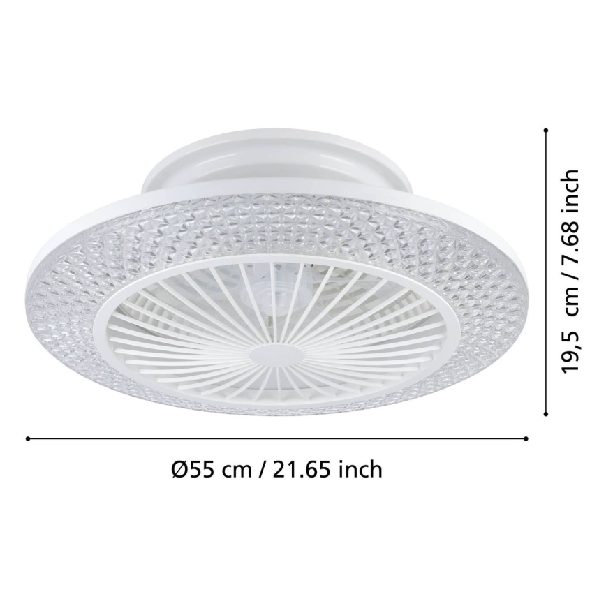 Eglo - LED-hämardatav laeventilaator 3xLED/12,6W/230V 2700–6500K läbimõõt 55 cm valge + kaugjuhtimispult