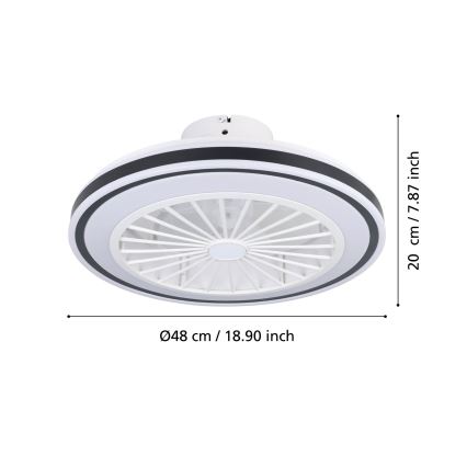 Eglo - LED Hämardatav laeventilaator LED/25,5W/230V valge/must 2700-6500K + kaugjuhtimispult