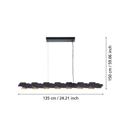Eglo - LED Hämardatav lühter LED/44W/230V 3000K must/kuldne