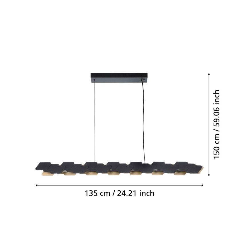 Eglo - LED Hämardatav lühter LED/44W/230V 3000K must/kuldne