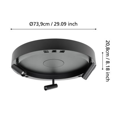 Eglo - LED Hämardatav laevalgusti 3xLED/8W/230V + 3xLED/8,5W 3000K must + kaugjuhtimispult
