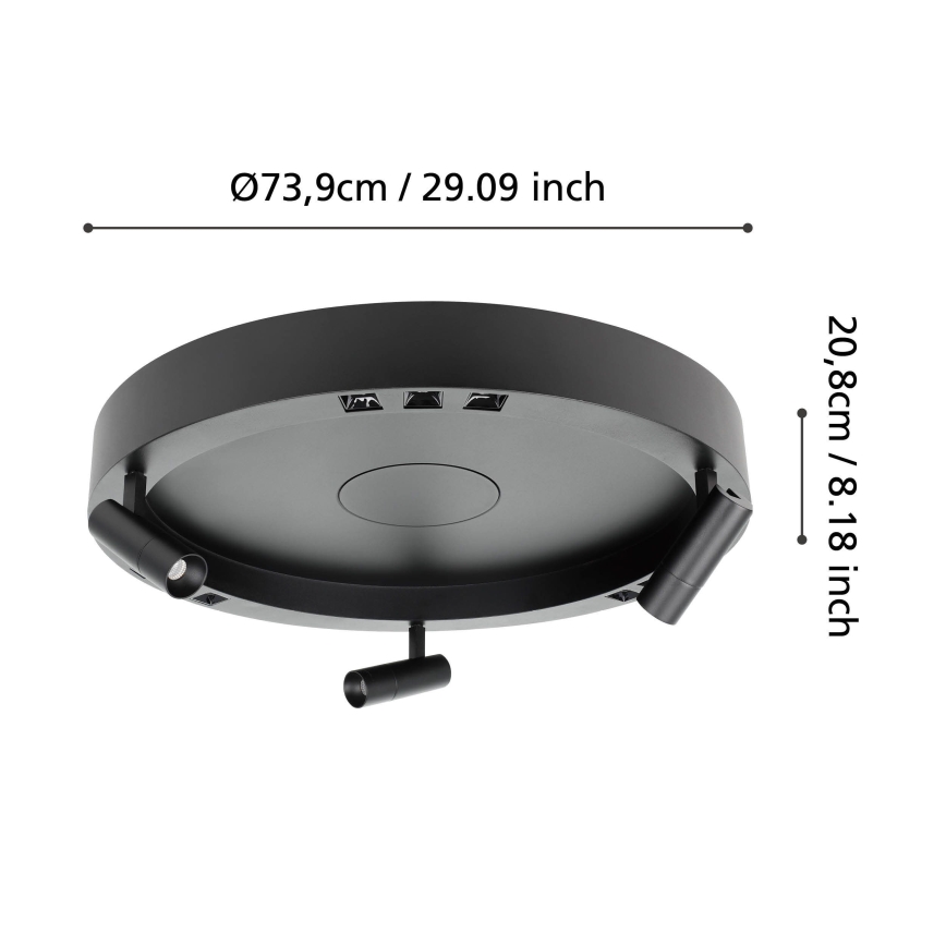 Eglo - LED Hämardatav laevalgusti 3xLED/8W/230V + 3xLED/8,5W 3000K must + kaugjuhtimispult