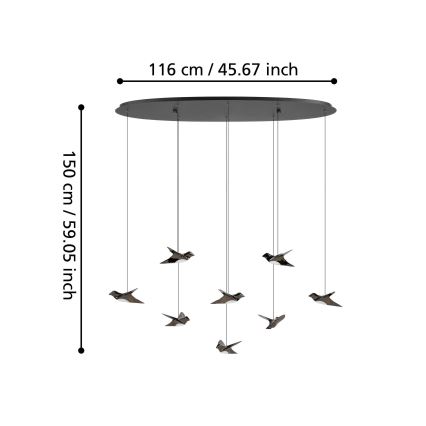 Eglo - LED Hämardatav lühter 8xLED/4,2W/230V 3000K must
