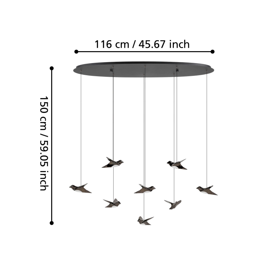 Eglo - LED Hämardatav lühter 8xLED/4,2W/230V 3000K must