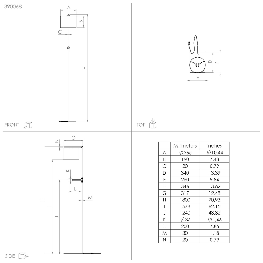 Eglo - LED Põrandalamp 1xE27/40W/230V + LED/3,8W 3000K must