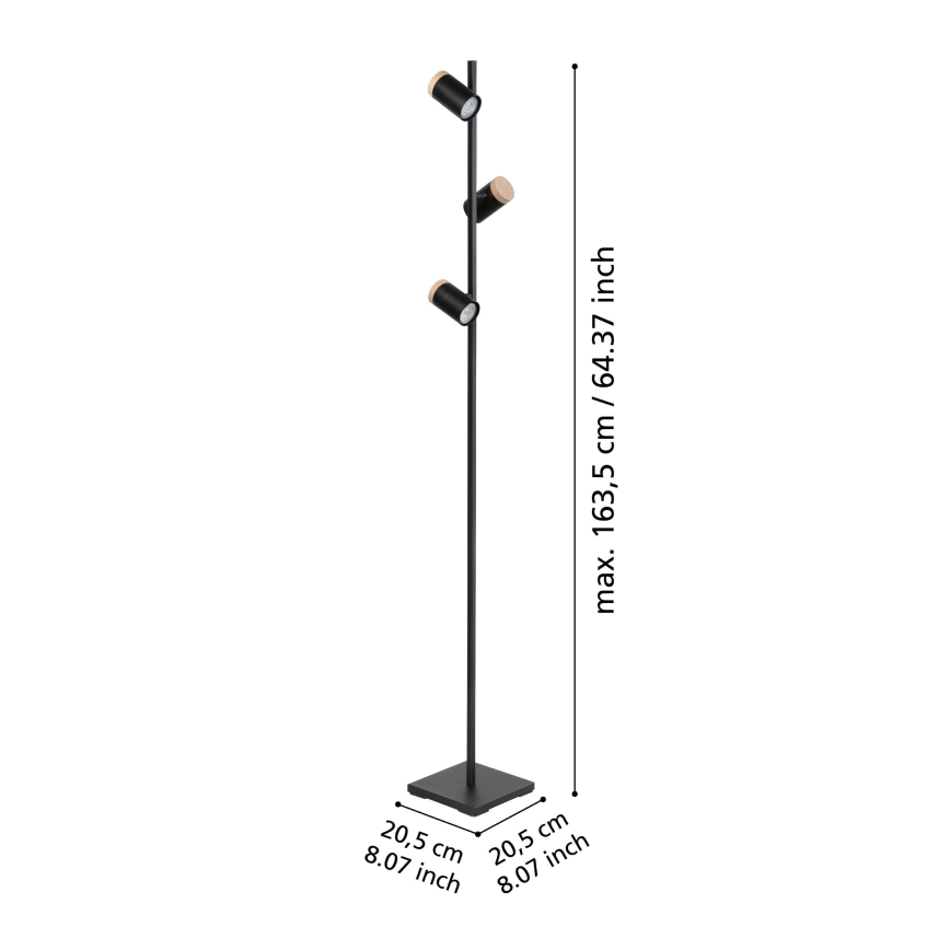 Eglo - LED Põrandalamp 3xGU10/4,5W/230V 3000K must/pruun
