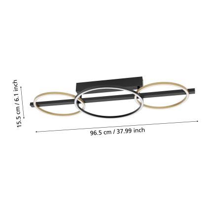 Eglo - LED Hämardatav pinnale kinnitatav lühter 2xLED/12,5W/230V + LED/15,5W 3000K must