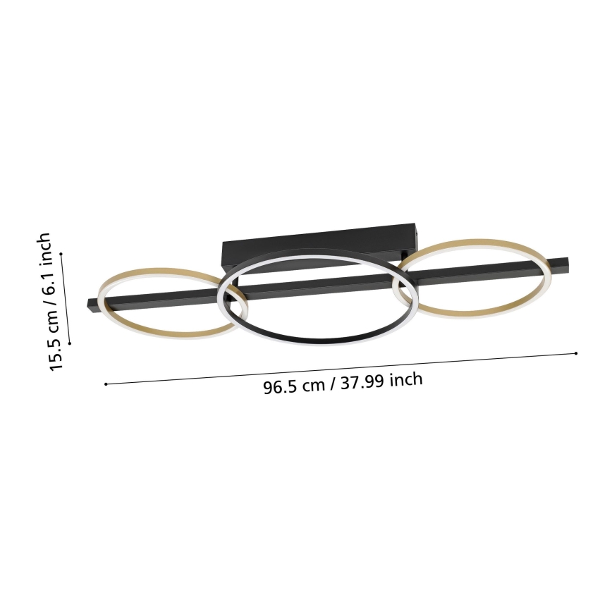 Eglo - LED Hämardatav pinnale kinnitatav lühter 2xLED/12,5W/230V + LED/15,5W 3000K must