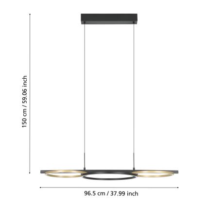 Eglo - LED Hämardatav lühter 2xLED/12,5W/230V + LED/15,5W 3000K must