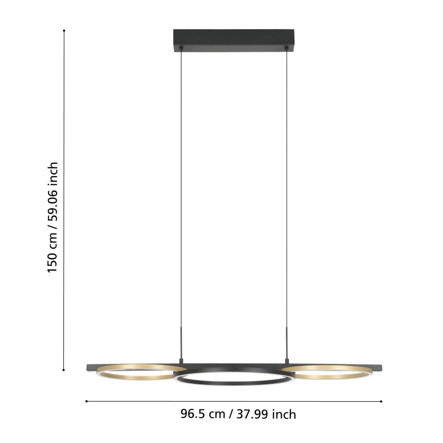 Eglo - LED Hämardatav lühter 2xLED/12,5W/230V + LED/15,5W 3000K must