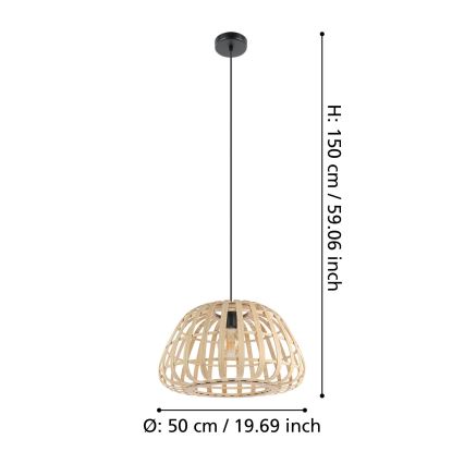Eglo - Lühter 1xE27/40W/230V d. 50 cm bambus