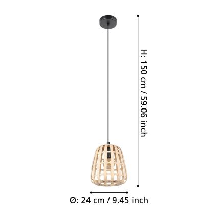 Eglo - Lühter 1xE27/40W/230V d. 24 cm bambus