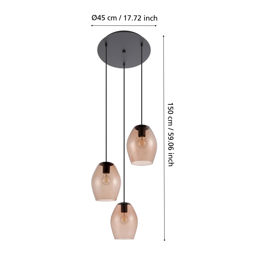 Eglo - Lühter 3xE27/40W/230V pruun