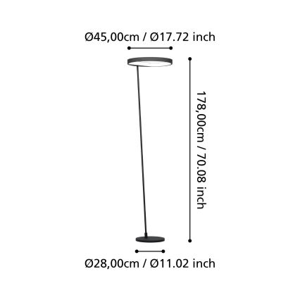Eglo - LED Hämardatav põrandalamp LED/23W/230V 3000K must