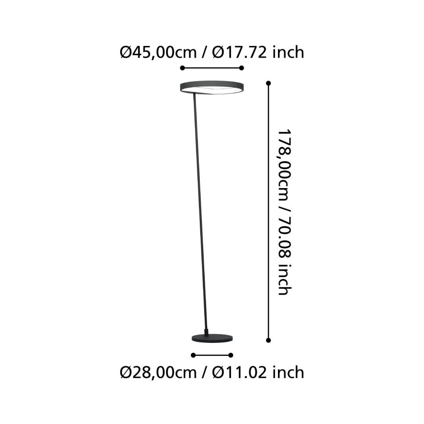 Eglo - LED Hämardatav põrandalamp LED/23W/230V 3000K must
