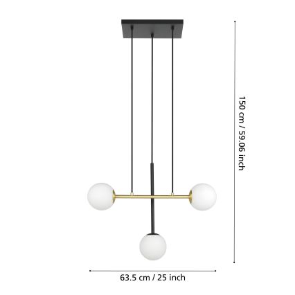 Eglo - Lühter 3xE14/40W/230V kuldne/must