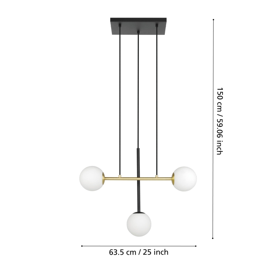 Eglo - Lühter 3xE14/40W/230V kuldne/must