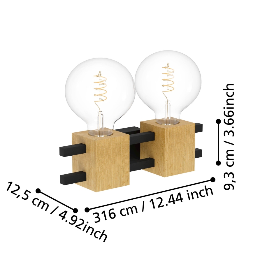 Eglo - Seinavalgusti 2xE27/40W/230V must/pruun