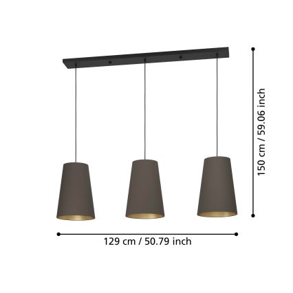 Eglo - Lühter 3xE27/40W/230V pruun