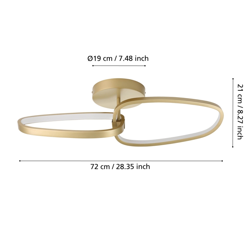 Eglo - LED Hämardatav pinnale kinnitatav lühter LED/25W/230V 3000K kuldne