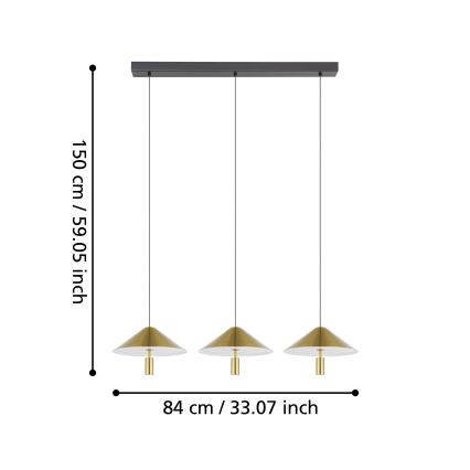 Eglo - LED Hämardatav lühter 3xLED/12W/230V 3000K kuldne