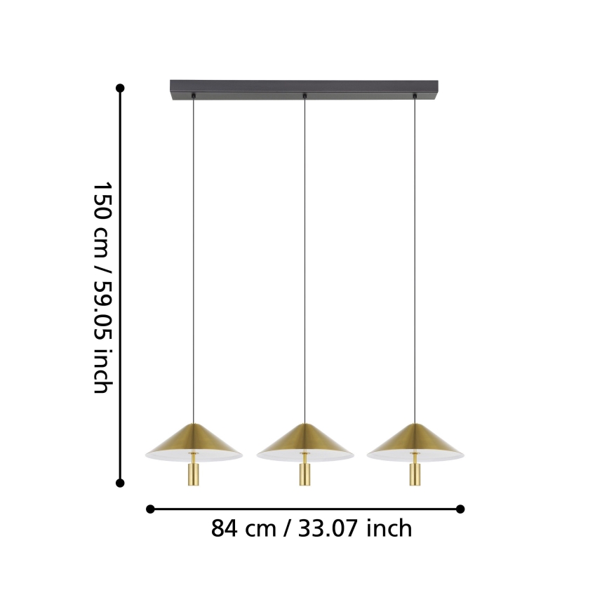 Eglo - LED Hämardatav lühter 3xLED/12W/230V 3000K kuldne