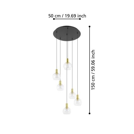 Eglo 390279 - LED Hämardatav lühter 6xLED/5,4W/230V 3000K d. 54 cm kuldne