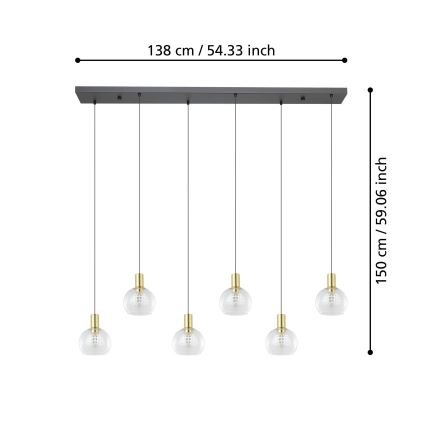 Eglo - LED Hämardatav lühter 6xLED/5,4W/230V 3000K kuldne