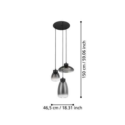 Eglo - LED Hämardatav lühter 3xLED/5,4W/230V 2700K suitsune
