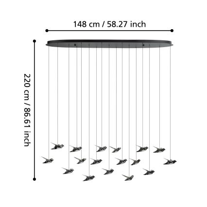 Eglo - LED Hämardatav lühter 17xLED/3W/230V 3000K must