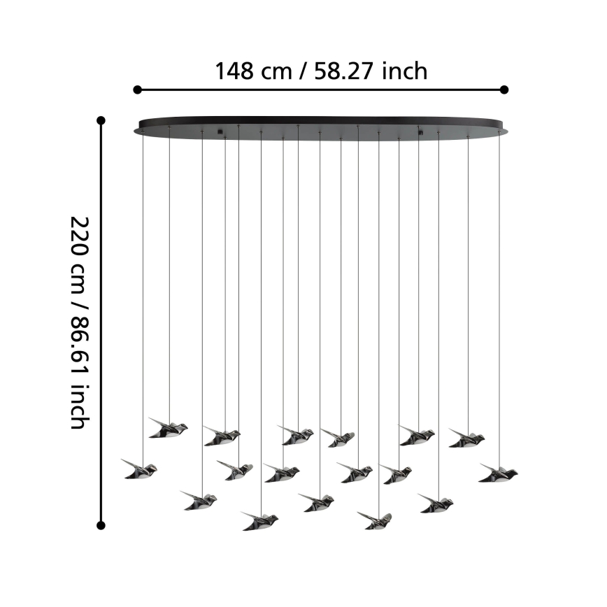 Eglo - LED Hämardatav lühter 17xLED/3W/230V 3000K must