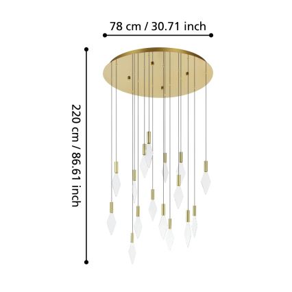 Eglo - LED Hämardatav lühter 16xLED/3,3W/230V 3000K d. 78 cm kuldne
