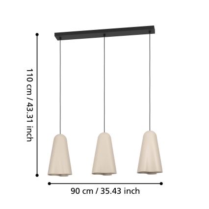 Eglo - Lühter 3xE27/40W/230V beež