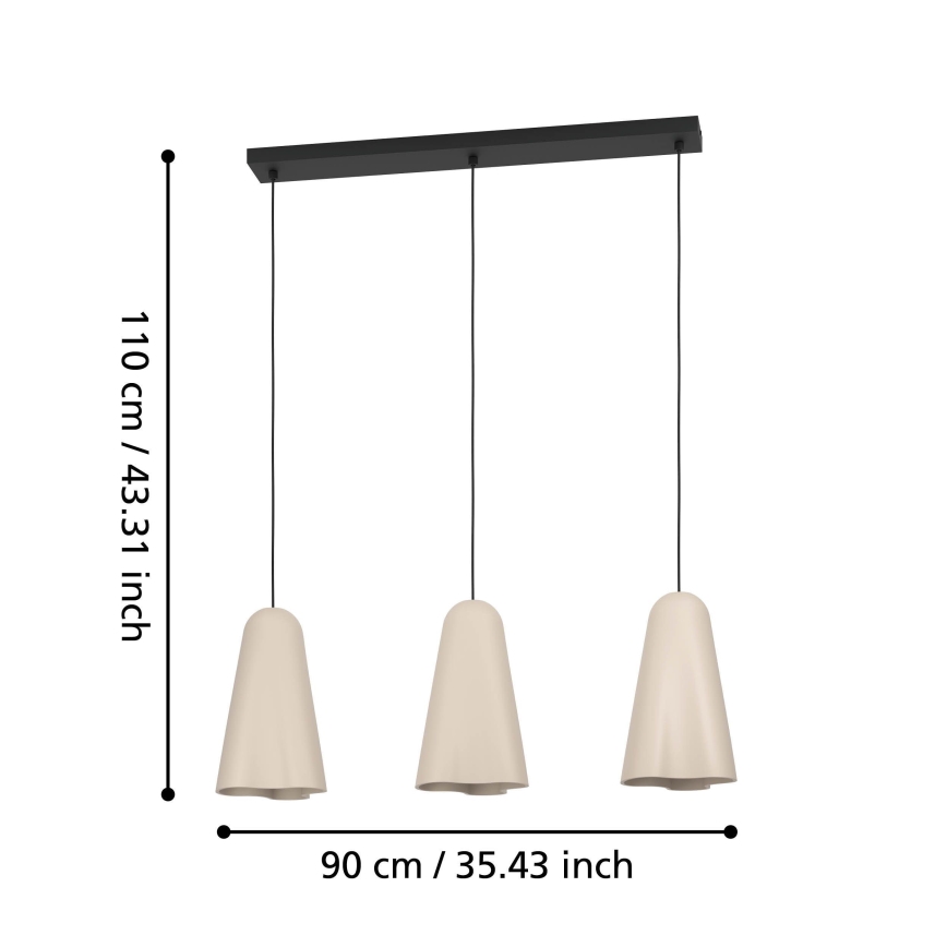 Eglo - Lühter 3xE27/40W/230V beež