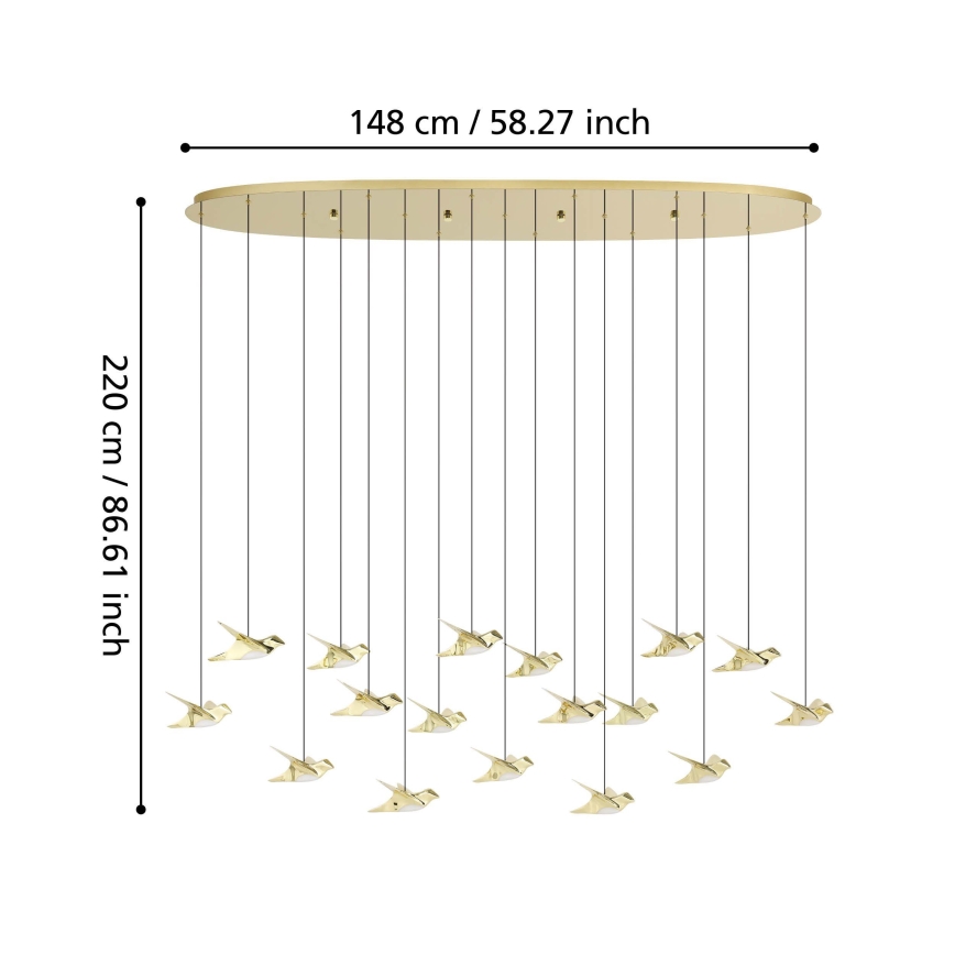 Eglo - LED Hämardatav lühter 17xLED/3W/230V 3000K kuldne
