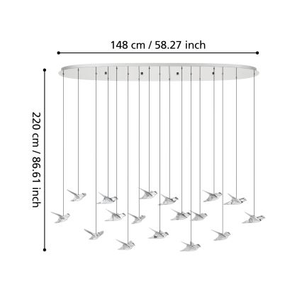 Eglo - LED Hämardatav lühter 17xLED/3W/230V 3000K läikiv kroom