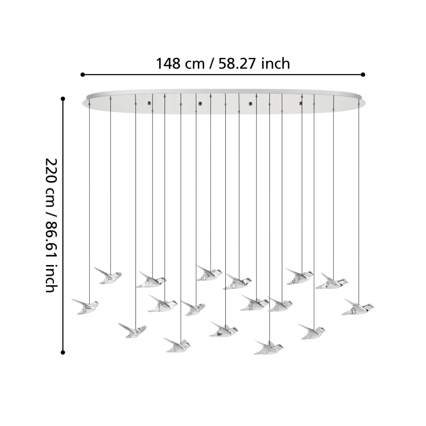 Eglo - LED Hämardatav lühter 17xLED/3W/230V 3000K läikiv kroom