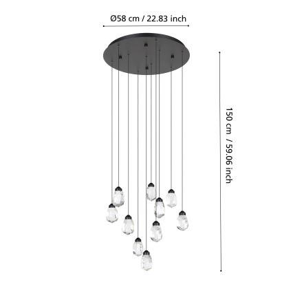 Eglo - LED Hämardatav lühter 10xLED/3W/230V 3000K must/läbipaistev