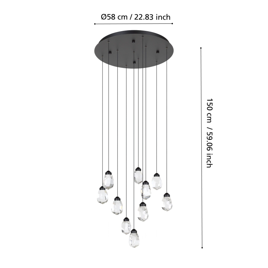 Eglo - LED Hämardatav lühter 10xLED/3W/230V 3000K must/läbipaistev